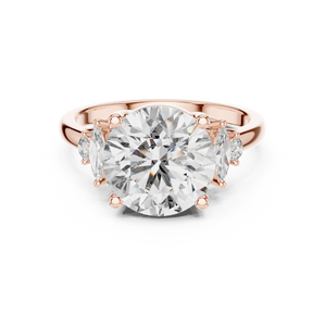 3.5 CT Round Diamond Ring with Marquise Accents