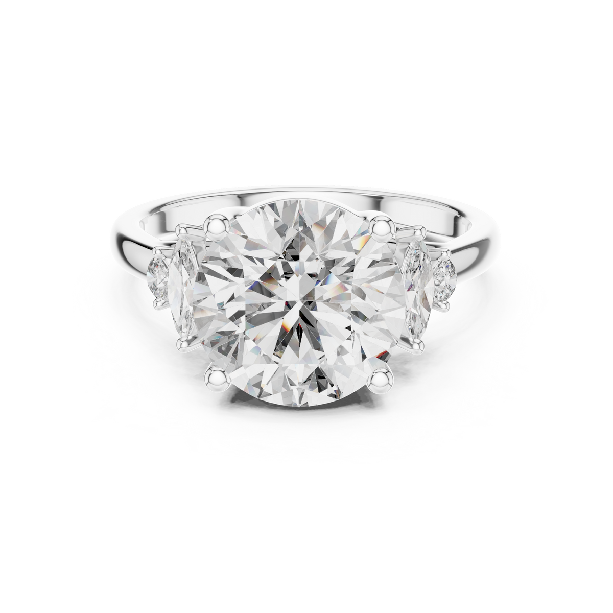 3.5 CT Round Diamond Ring with Marquise Accents