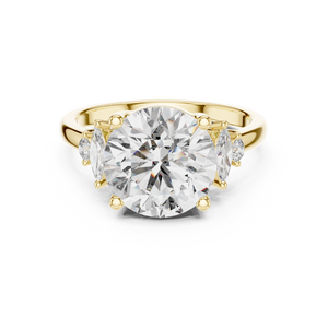 3.5 CT Round Diamond Ring with Marquise Accents