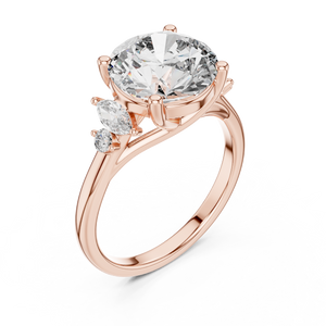 3.5 CT Round Diamond Ring with Marquise Accents