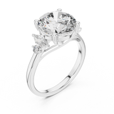 3.5 CT Round Diamond Ring with Marquise Accents
