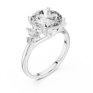 3.5 CT Round Diamond Ring with Marquise Accents