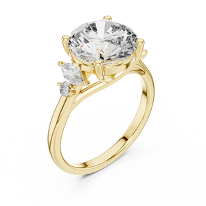 3.5 CT Round Diamond Ring with Marquise Accents