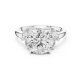White gold 3 CT lab grown diamond round cut ring with marquise accents, front view — Luzora Jewels