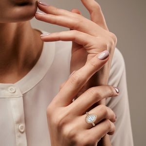 2 Carat Pear Cut Lab Grown Diamond Engagement Ring in White Gold – Halo | Luzora Jewels