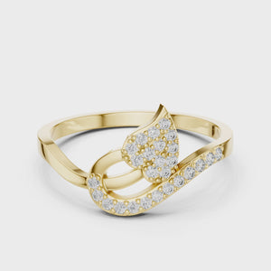 360 degree video of 0.15 CT leaf swirl lab grown diamond ring