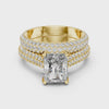 2.5 CT Radiant Cut Lab Grown Diamond Wide Pave Band Engagement Ring in yellow gold — 360 spin video by Luzora Jewels