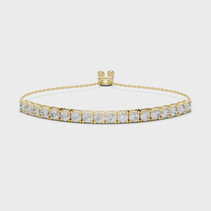 Video of yellow gold adjustable lab grown diamond tennis bolo bracelet