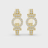 Video of yellow gold lab grown diamond art deco circle huggie earrings