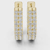 Video of yellow gold lab grown diamond two row pave huggie hoop earrings