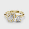 1 CT Toi et Moi Pear & Round Lab Grown Diamond Ring in yellow gold — 360 spin video by Luzora Jewels