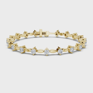 2.09 CT Round Cut Lab Grown Diamond Marquise Link Bracelet