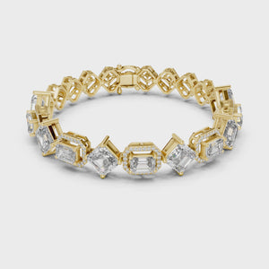 Video of yellow gold art deco kite set lab grown diamond bracelet