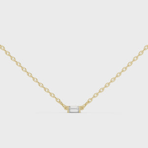 0.31 CT Baguette-Cut Lab-Grown Diamond Bezel Pendant Video in Yellow Gold