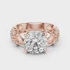 Solitaire Lab-Grown Diamond Engagement Ring with Intricate Filigree Band in Rose Gold