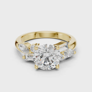 360 degree video of 2.5 CT round cut lab grown diamond engagement ring