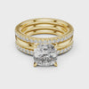 360 degree video of 3 CTW cushion cut lab grown diamond bridal set