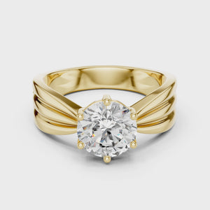 Yellow gold round solitaire lab-grown diamond split-shank engagement ring video
