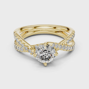 360 degree video of 1 CT round twist pave solitaire lab grown diamond engagement ring