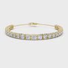 Video of yellow gold graduated round diamond tennis bracelet