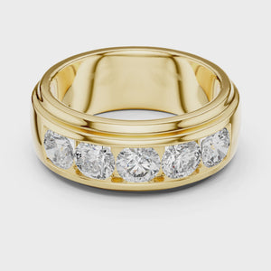 360 degree video of 1.75 CTW round lab grown diamond men's wedding band