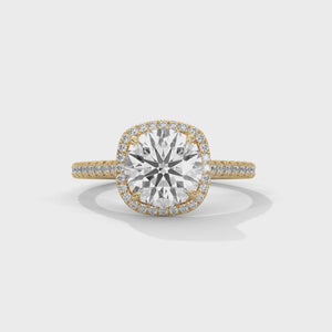 2 Carat Round Cut Lab Grown Diamond Engagement Ring – 360° Video, Cushion Halo | Luzora Jewels