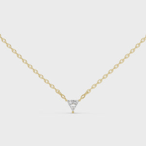 Product video showcasing the 0.74 CT Trillion Cut Lab Grown Diamond Pendant in minimalist three-prong setting