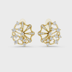 Lab Grown Diamond Fan Cluster Stud Earrings