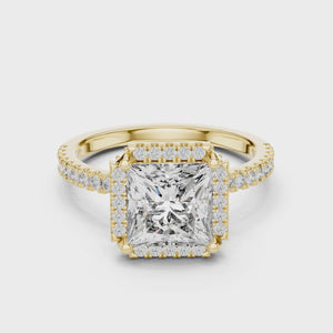 2.5 CT Princess Cut Halo Lab Grown Diamond Engagement Ring