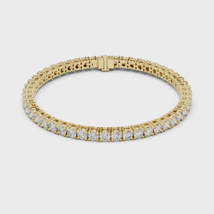 Video of yellow gold round cut lab grown diamond tennis bracelet