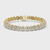 Video of yellow gold radiant cut halo diamond tennis bracelet
