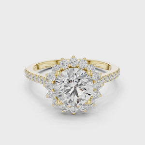 360 degree video of 1.5 CT round cut lab grown diamond engagement ring