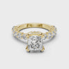 Video of a 2 CT princess cut lab grown diamond engagement ring with pavé side stones