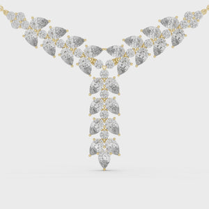 14.03 CT Pear & Round Cut Lab Grown Diamond Y-Drop Statement Necklace