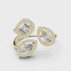 360 degree video of 0.92 CT mixed shape three stone halo lab grown diamond ring