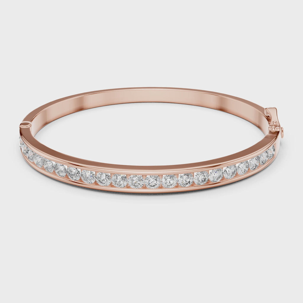 Round Lab Grown Diamond Channel Set Bangle Bracelet