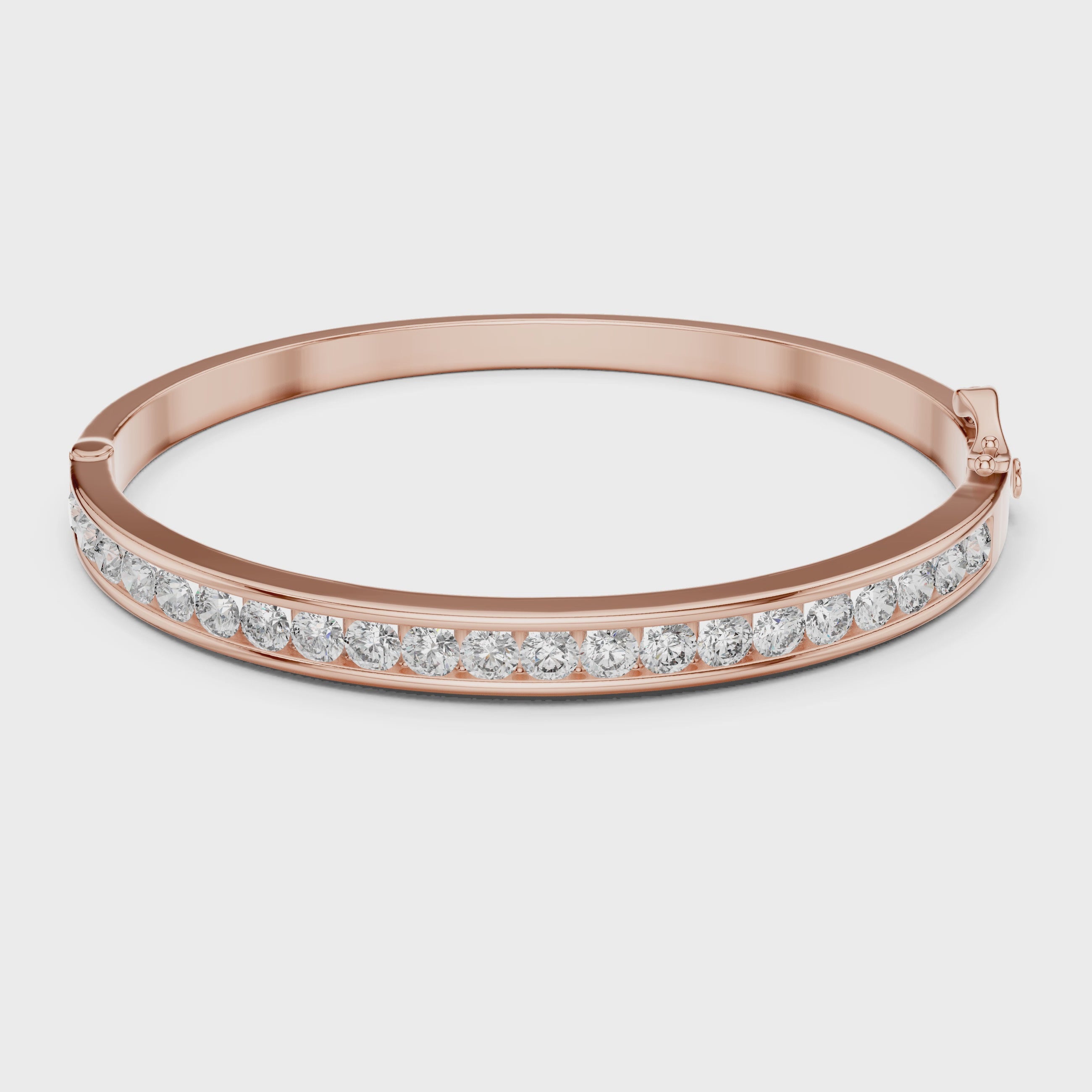 Round Lab Grown Diamond Channel Set Bangle Bracelet