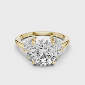 3 CT Round Diamond Ring with Marquise Accents