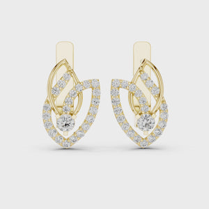 Lab Grown Diamond Open Leaf Huggie Earrings