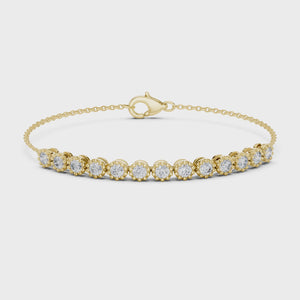 Video of yellow gold round diamond chain bracelet