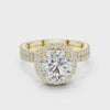 2 CT Round Halo Lab Grown Diamond Engagement Ring in yellow gold — 360 spin video by Luzora Jewels