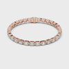 Video of the emerald cut lab grown diamond eternity tennis bracelet, showing light across every stone