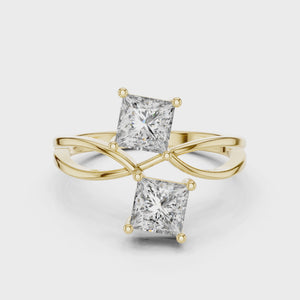 360 degree video of 1.3 CT princess cut toi et moi lab grown diamond ring