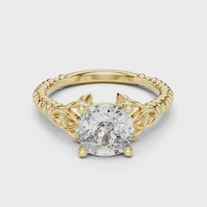 360 degree video of 2.43 CT cushion cut lab grown diamond engagement ring