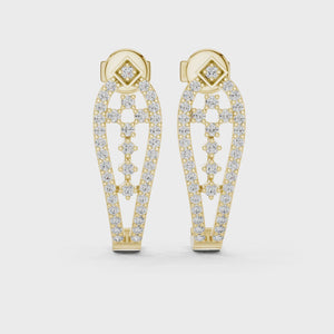 Video of yellow gold lab grown diamond open teardrop drop earrings
