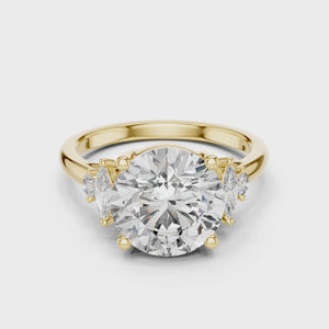 3.5 CT Round Diamond Ring with Marquise Accents