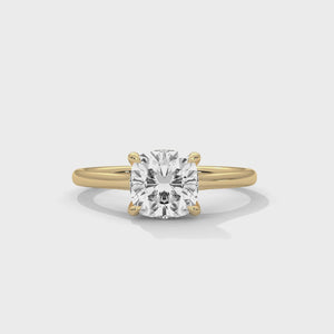 1.28 Carat Cushion Cut Lab Grown Diamond Engagement Ring – 360° Video, Solitaire | Luzora Jewels