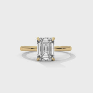 2 Carat Emerald Cut Lab Grown Diamond Engagement Ring – 360° Video, Solitaire | Luzora Jewels