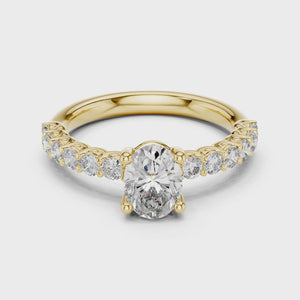 360 degree video of 3 CT oval three stone lab grown diamond engagement ring