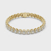 Video of yellow gold 7.04 ct radiant cut halo lab grown diamond tennis bracelet